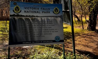 signage in victoria falls national park