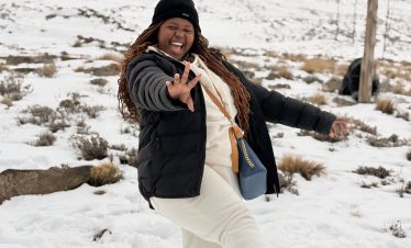 a snow pose in lesotho